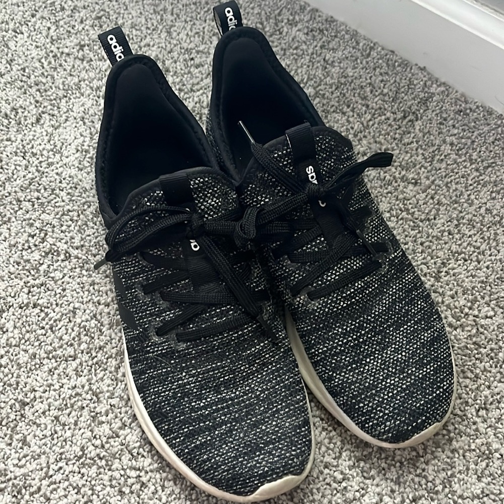 women’s adidas sneakers, black, size 9